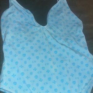 Chrome hearts Blue Floral Print swim suit one piece